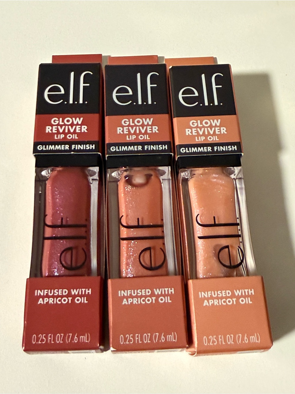 E.L.F Glow Reviver Lip Oil - Peachy Pink & Rose Shades bundle .